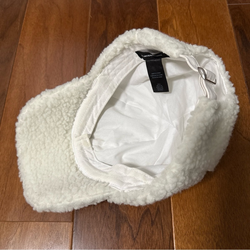 Anthropologie Sherpa White Fleece Baseball Cap / Hat - Picture 4 of 9